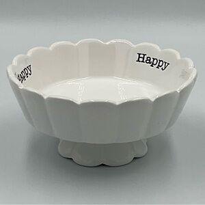 Mudpie Home Decor White “Happy” Ceramic Candy Dish